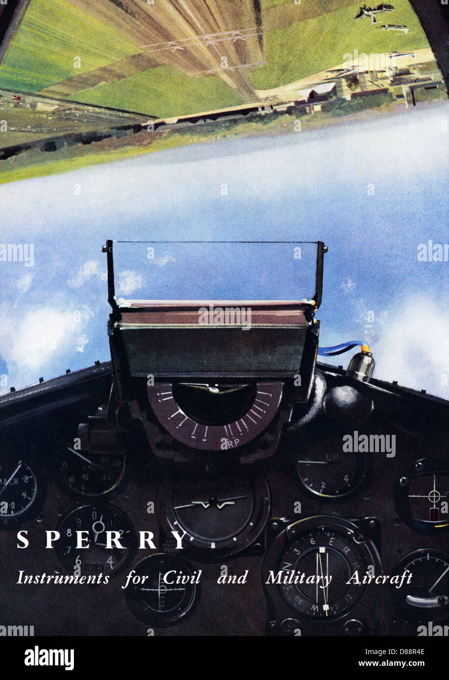 Inserzione di Sperry strumenti per civili e aerei militari annuncio nella rivista di settore circa 1955 Foto Stock