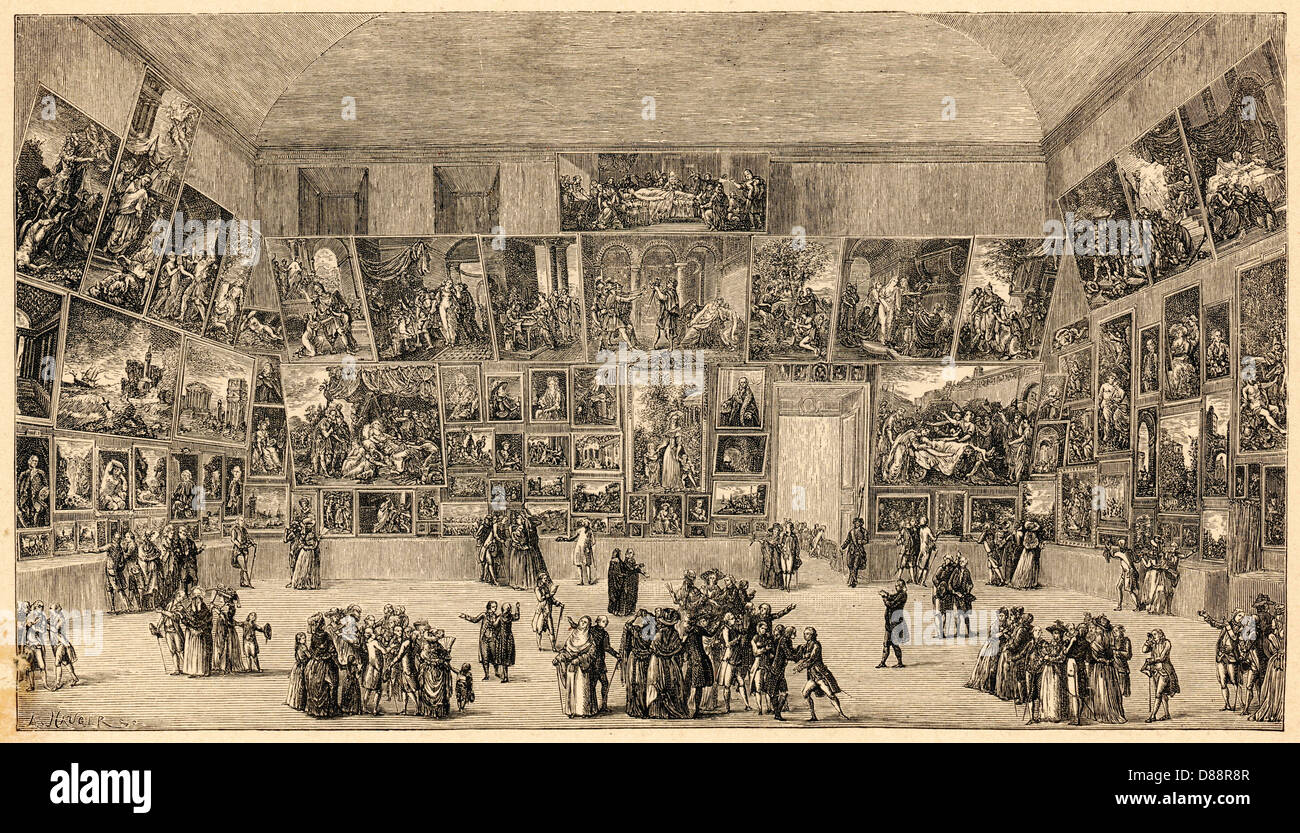 Interno del Louvre, Parigi, Francia - 1795 Foto Stock
