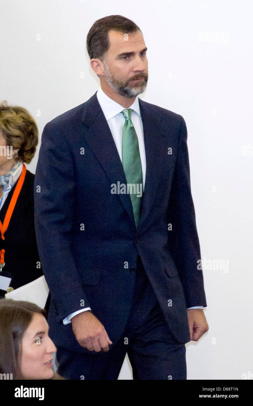 Madrid, Spagna. Il 21 maggio 2013. Il Principe Felipe di Spagna assiste 'Laureate Vertice sulla gioventù e posti di lavoro" alla Universidad Europea il 21 maggio 2013 a Madrid, Spagna. Credito: dpa picture alliance / Alamy Live News Foto Stock