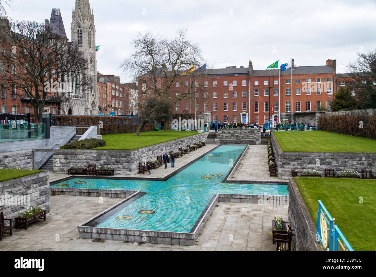 Giardino della Rimembranza, Parnell Square, Dublino. Il giardino è stato inaugurato nel 1966 dal Presidente Éamon de Valera . Foto Stock