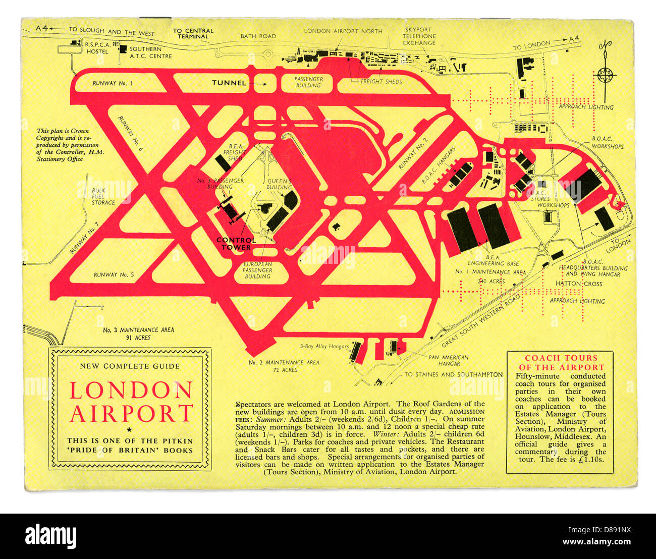 Coperchio posteriore di una guida per l'aeroporto di Heathrow e piani di utilizzarlo nei primi anni sessanta - Visualizza una mappa o un piano di Heathrow Foto Stock