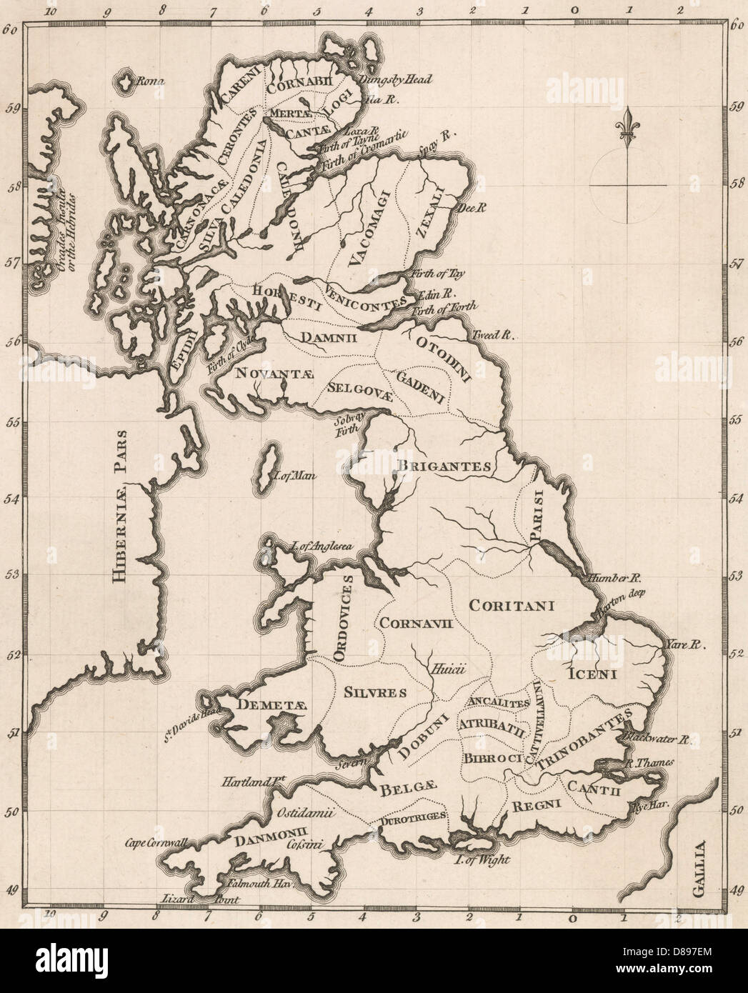 Mappa di pre Roman inglesi Foto Stock