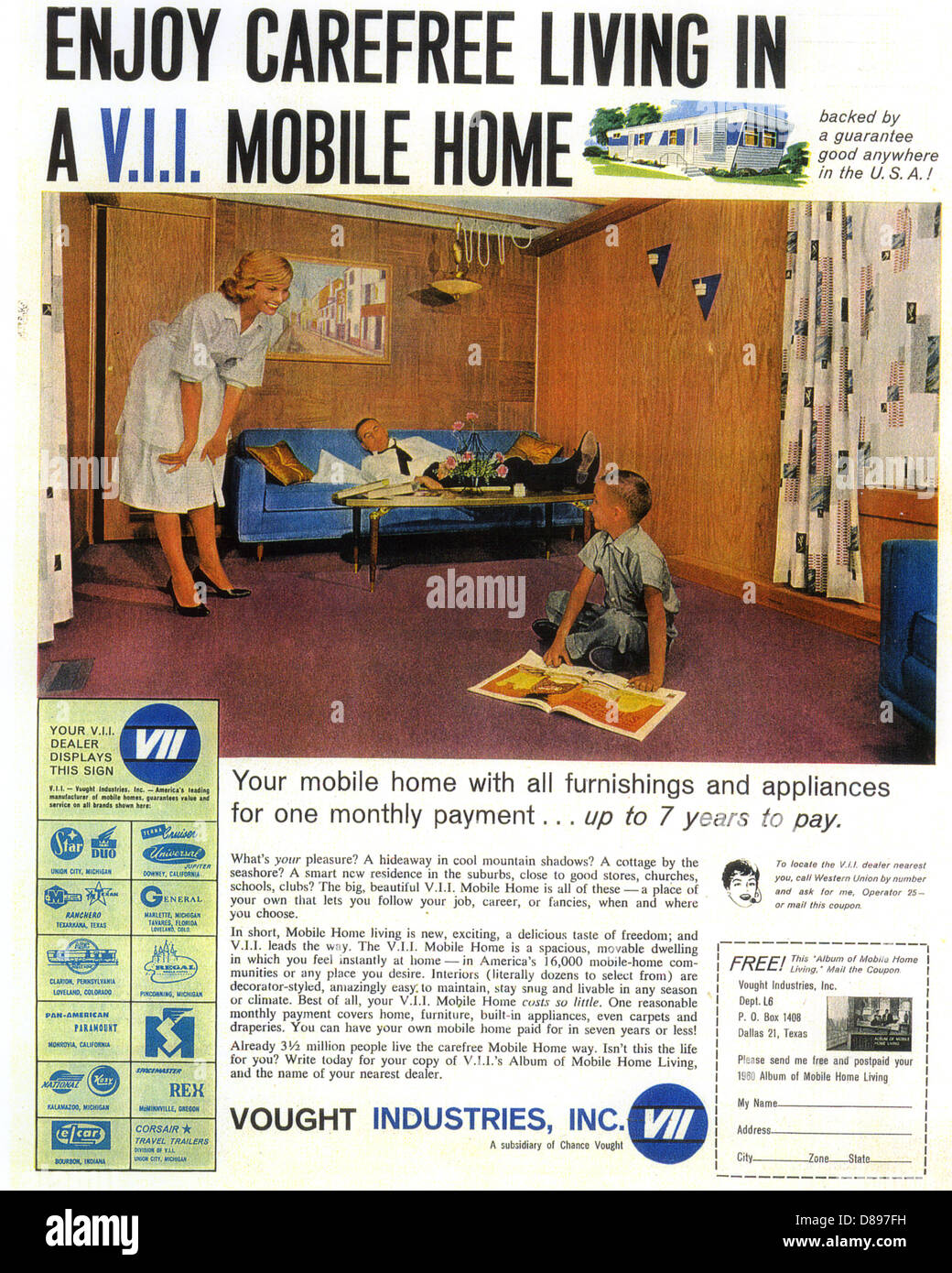 1960 AMERICAN MOBILE HOME annuncio da Chance Vought Industries Foto Stock