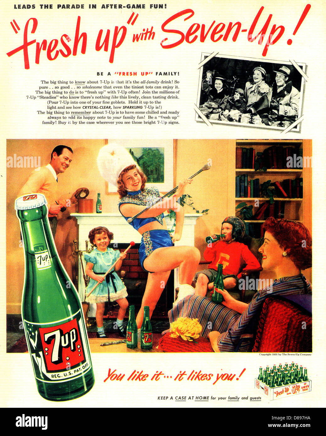 Sette-up annuncio nella rivista americana nel 1951 Foto Stock