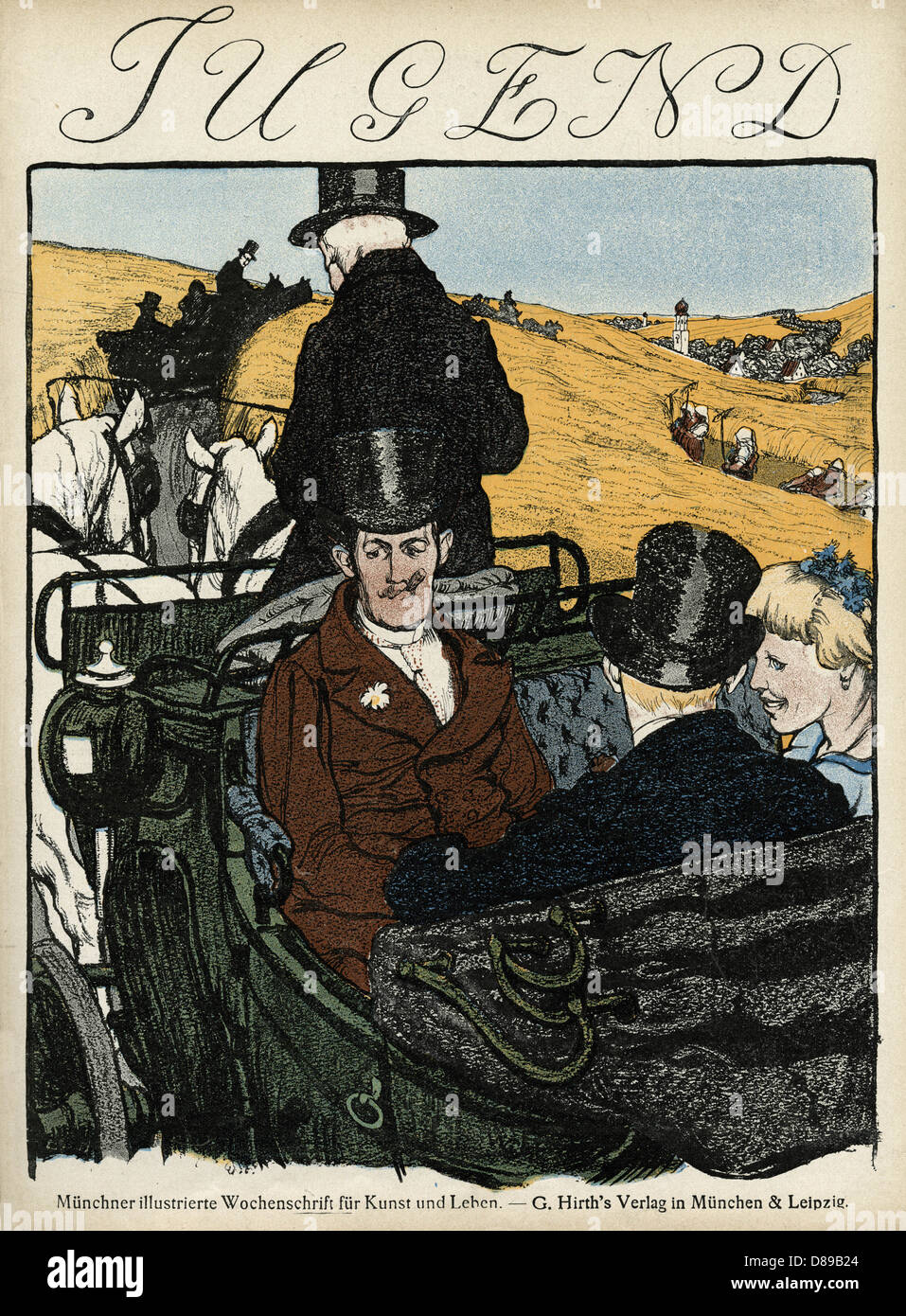 Copertina anteriore Jugend, persone in una carrozza trainata da cavalli Foto Stock