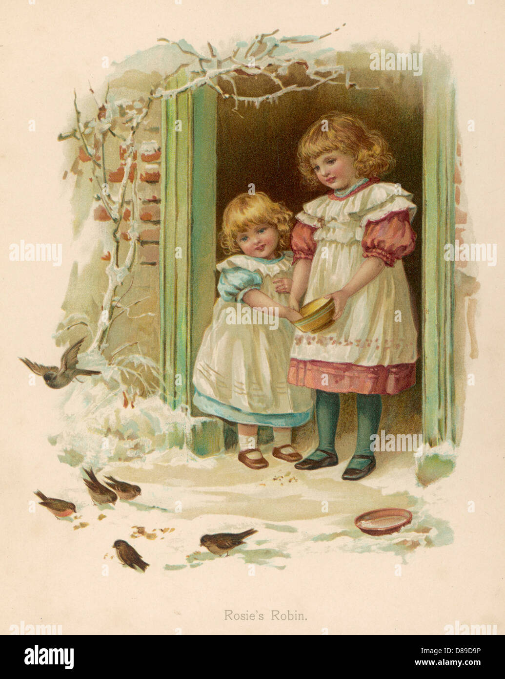 LE SORELLE NUTRONO GLI UCCELLI 1890 Foto Stock