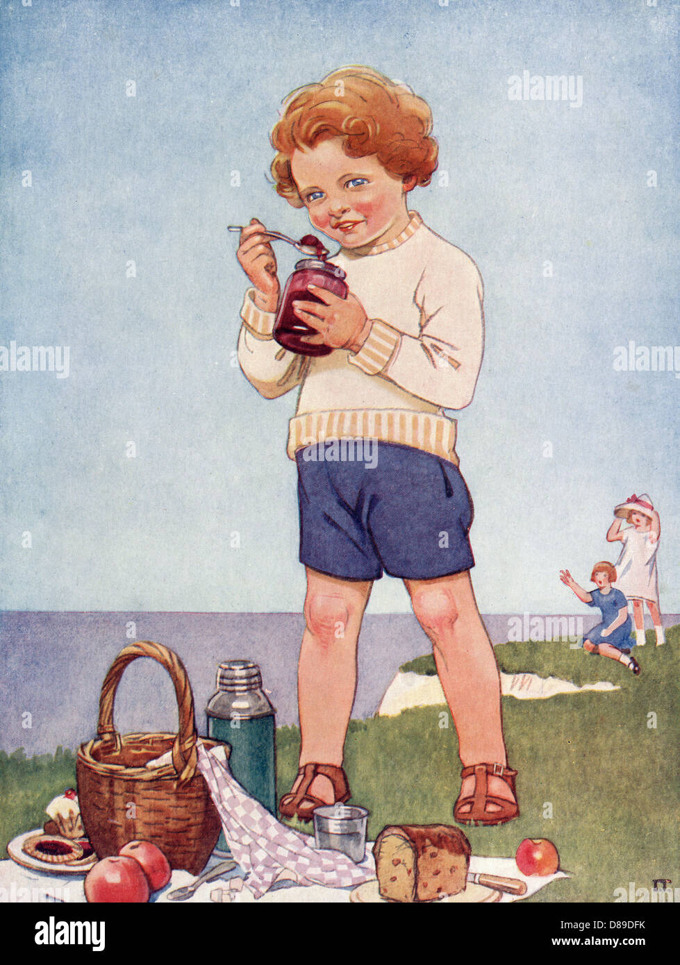 NAUGHTY RAGAZZO MANGIA MARMELLATA Foto Stock