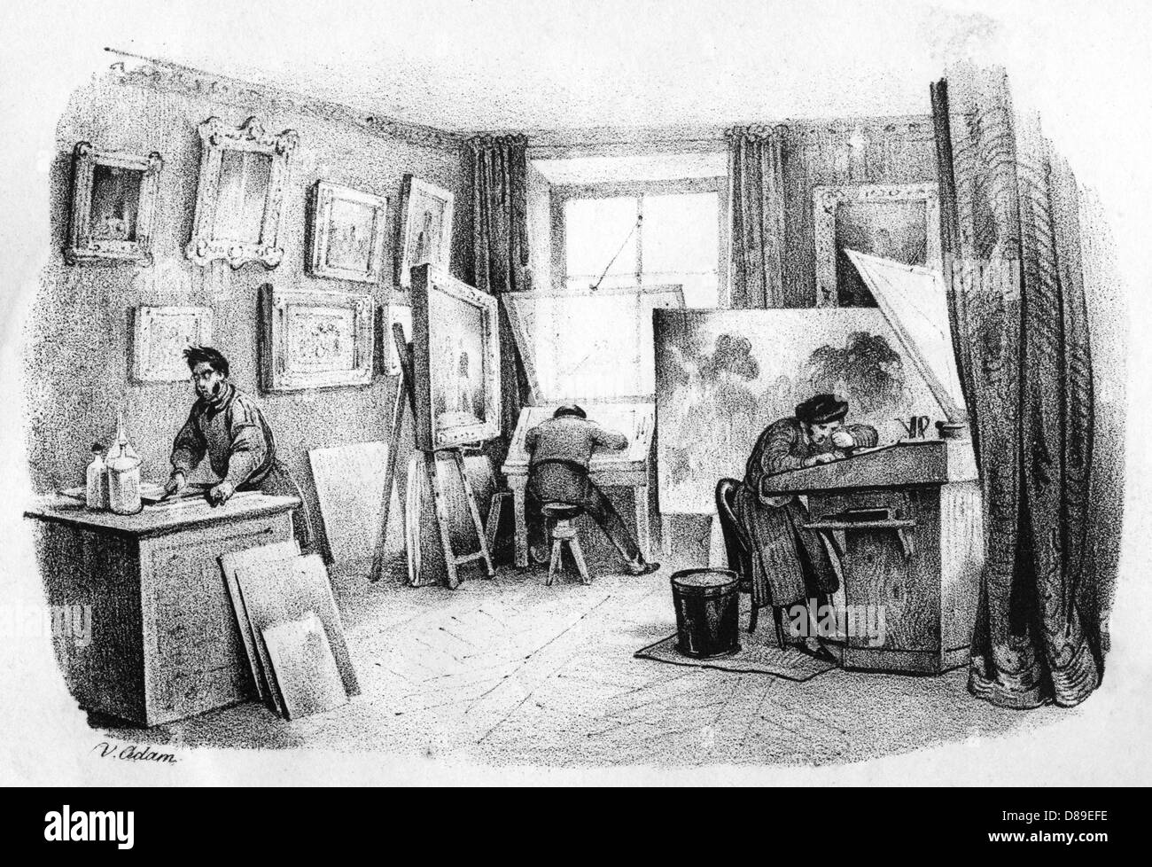 INCISORE FRANCESE AL LAVORO Foto Stock