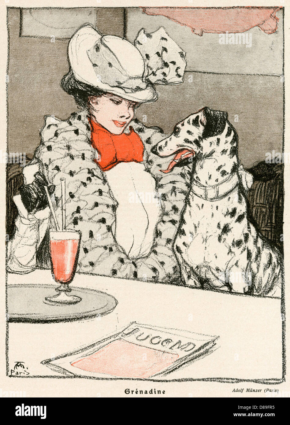 LADY CON CAFFÈ DALMATA Foto Stock