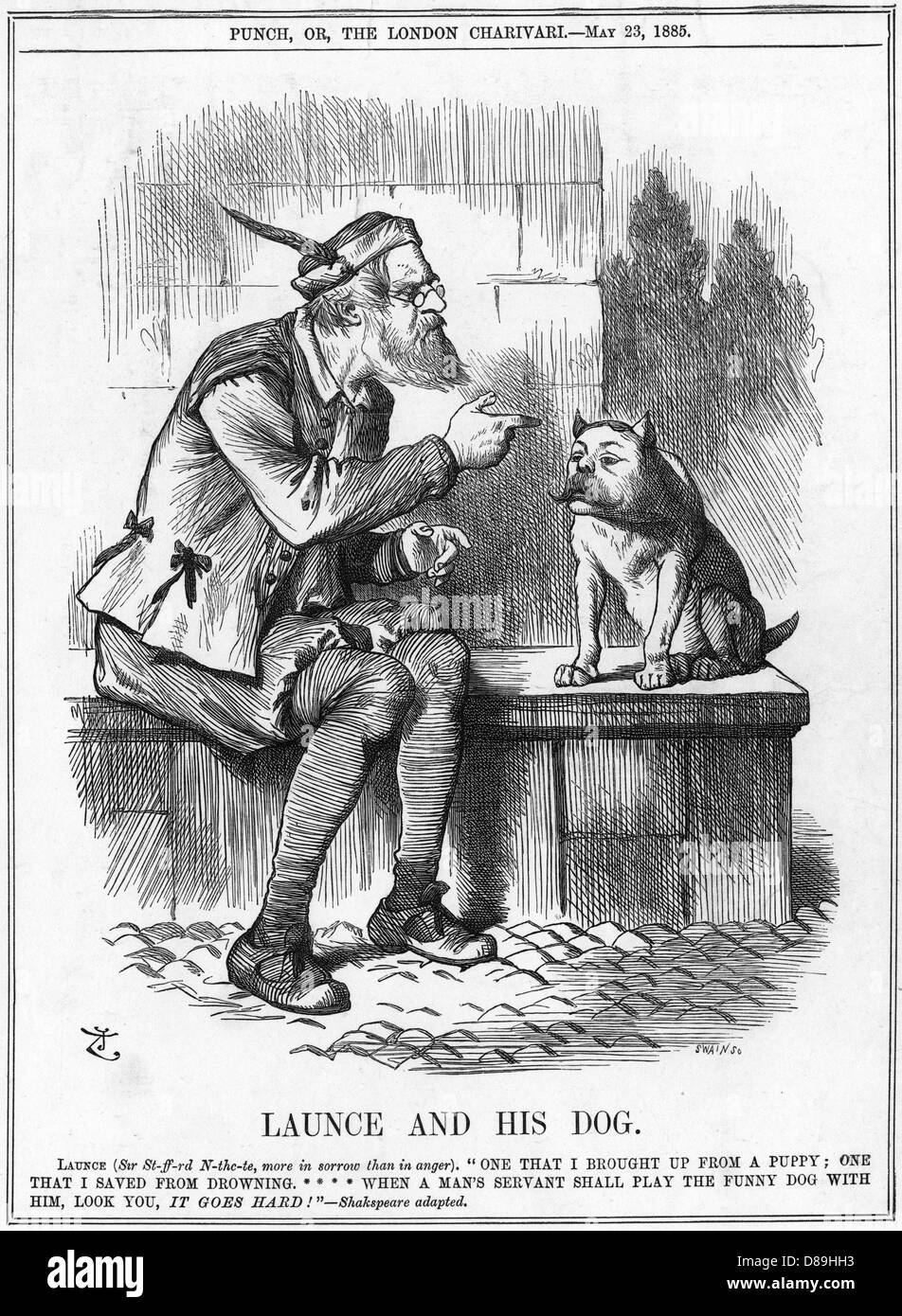 Cartoon, Launce e il suo cane (Northcote e Churchill) Foto Stock