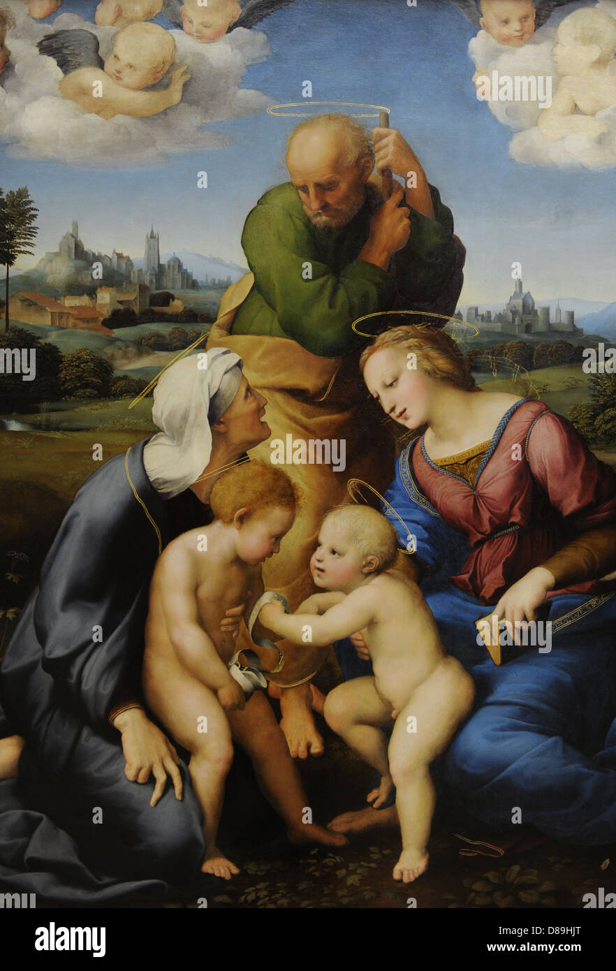 Raphael (1483-1520). Pittore italiano. Canigiani Santa Famiglia o Canigiani Madonna. 1507-1508. Alte Pinakothek. Monaco di Baviera. Foto Stock