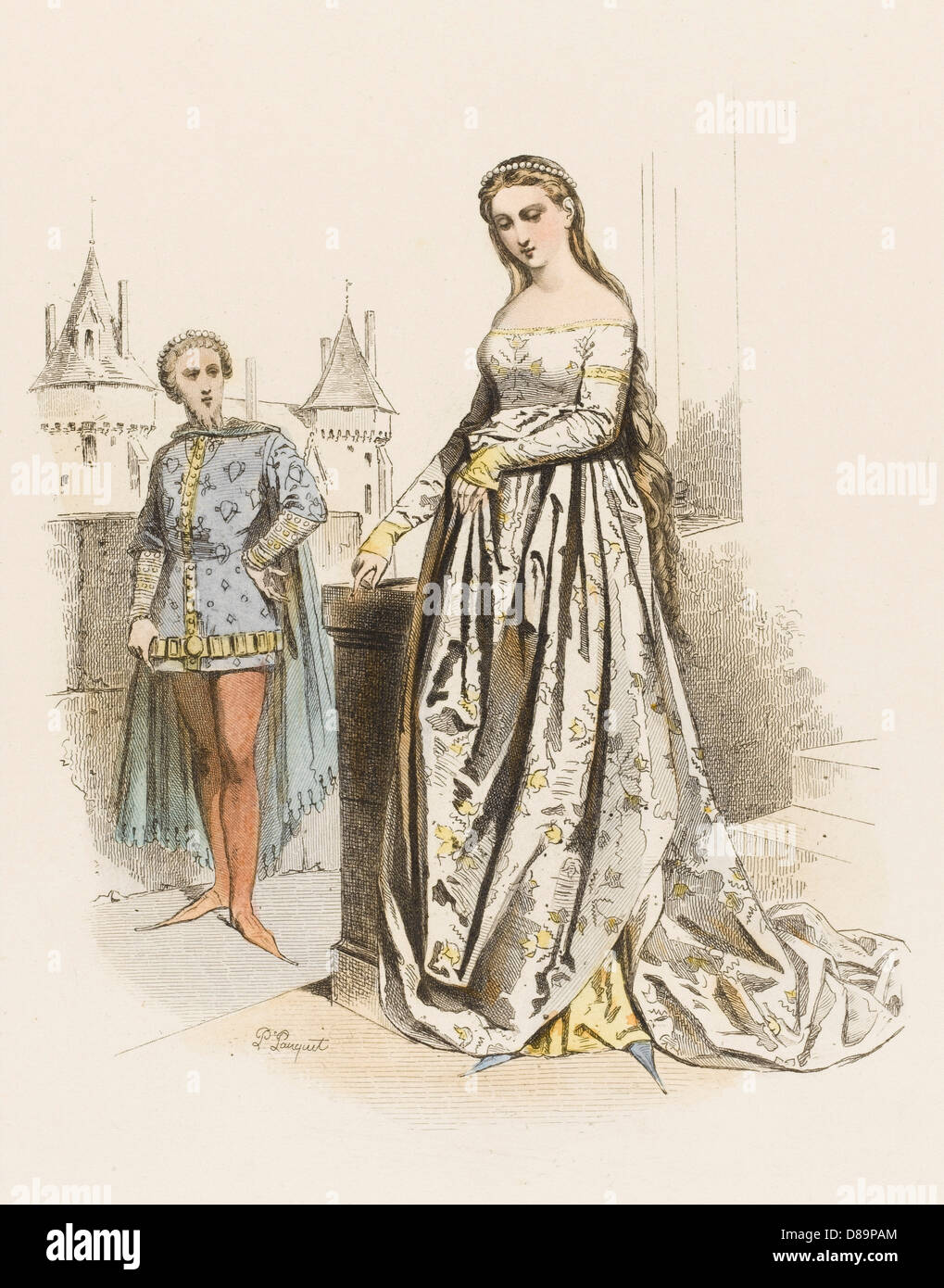 Noblewoman e Page Foto Stock