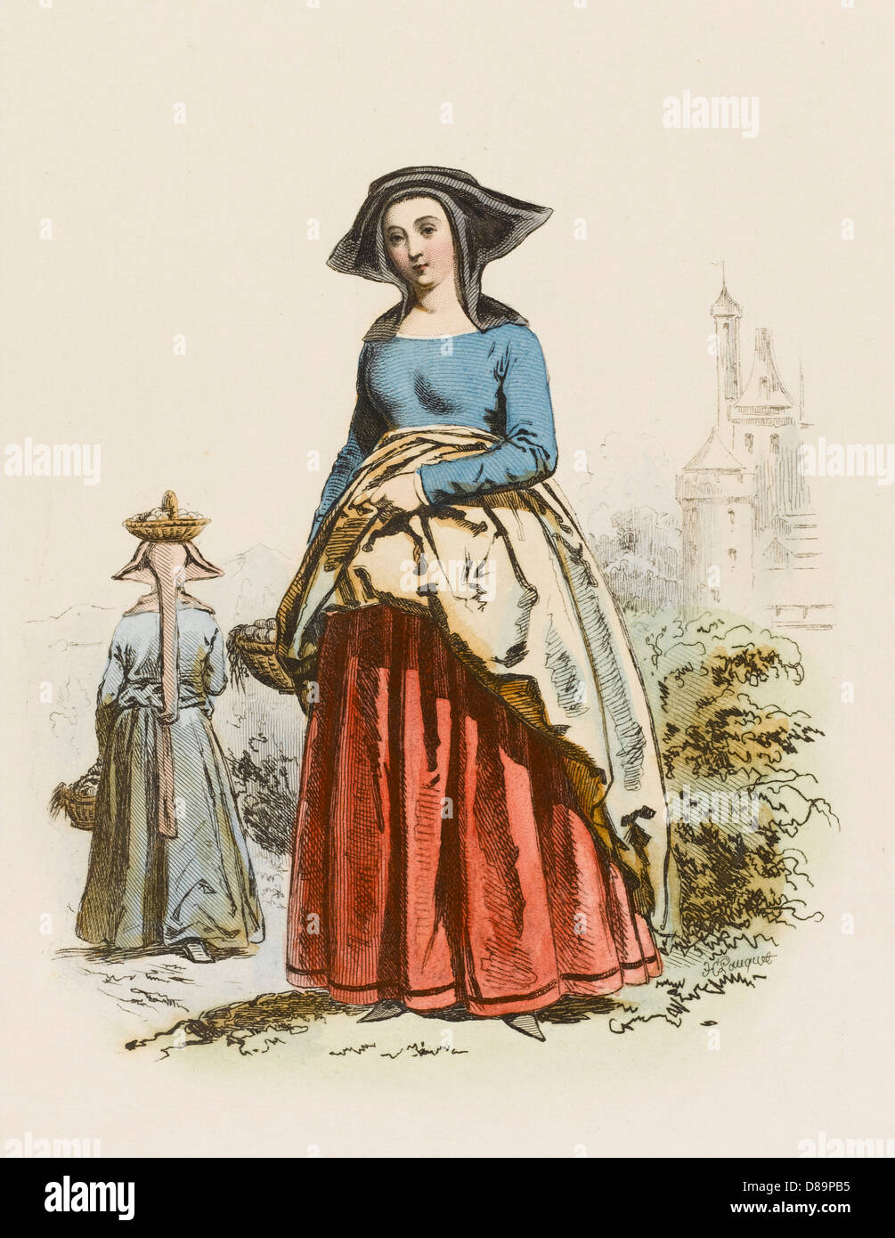 Countrywoman francese 15th ° secolo Foto Stock
