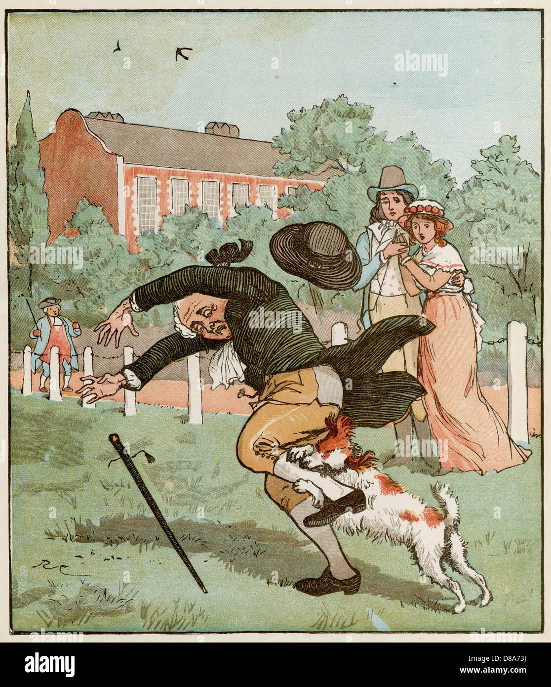 IL CANE MORDE L'UOMO Foto Stock