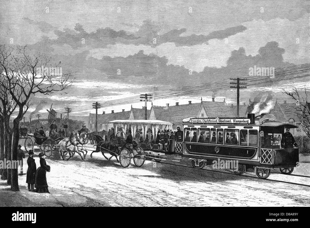 TRAM A VAPORE, COPENAGHEN Foto Stock