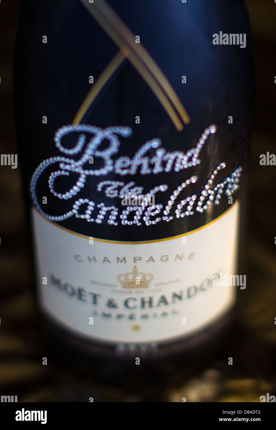 HBO champagne promozionale per promuovere le reti nuove Liberace film dietro i candelabri. Foto Stock