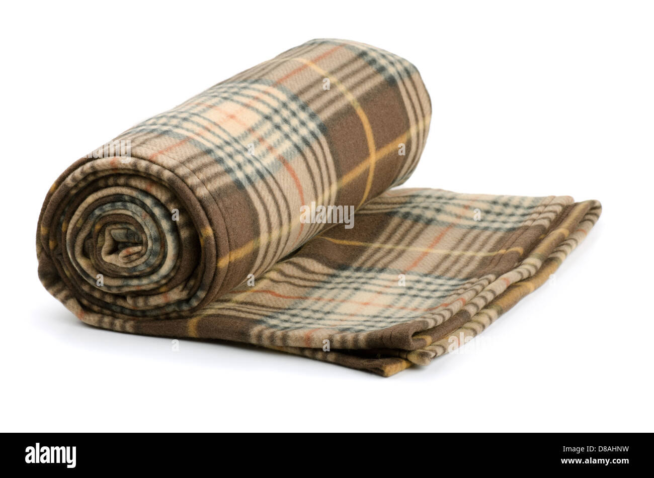 Laminati plaid coperta di lana isolato su bianco Foto Stock