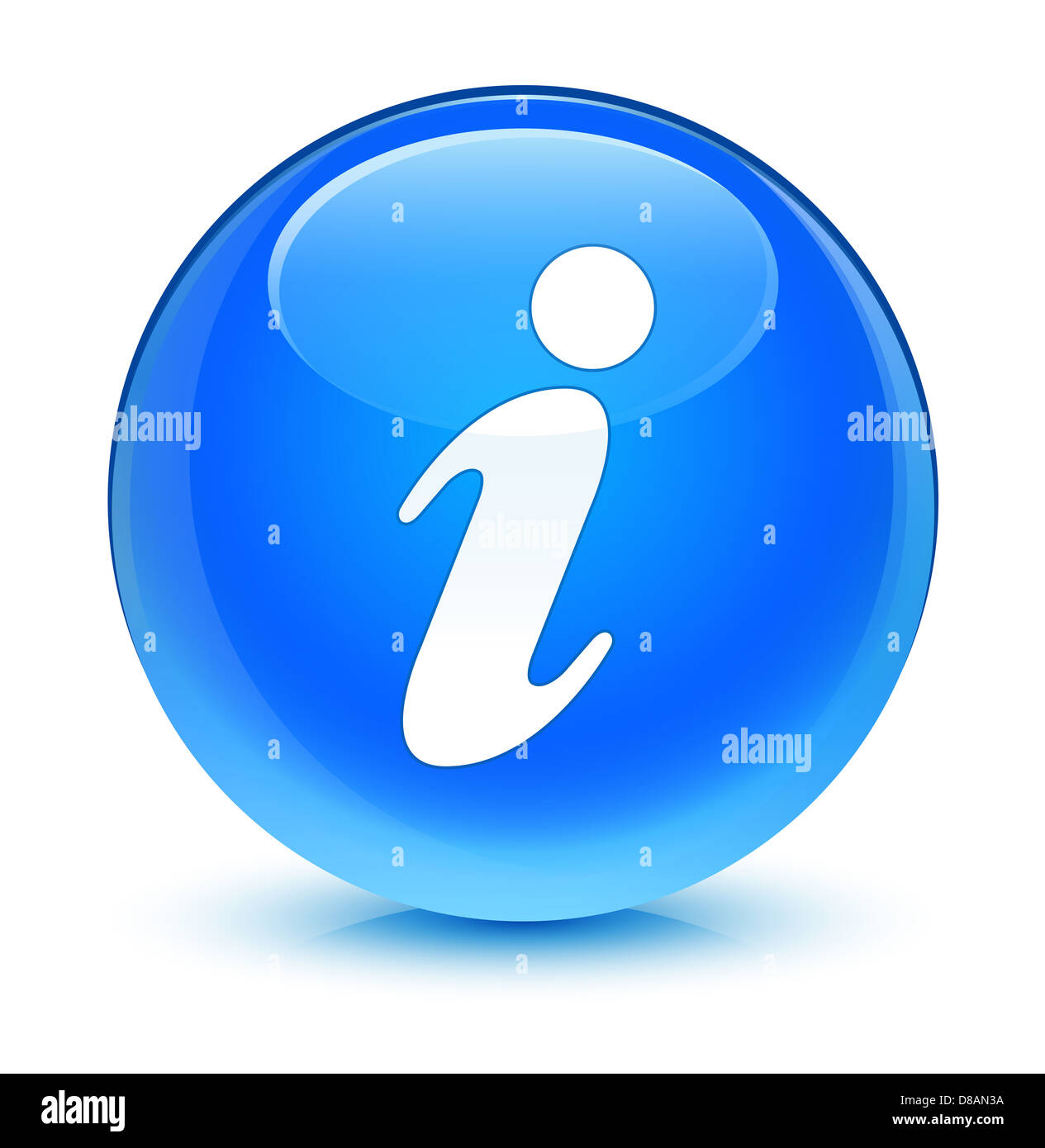 Icona Info vetroso pulsante blu Foto Stock