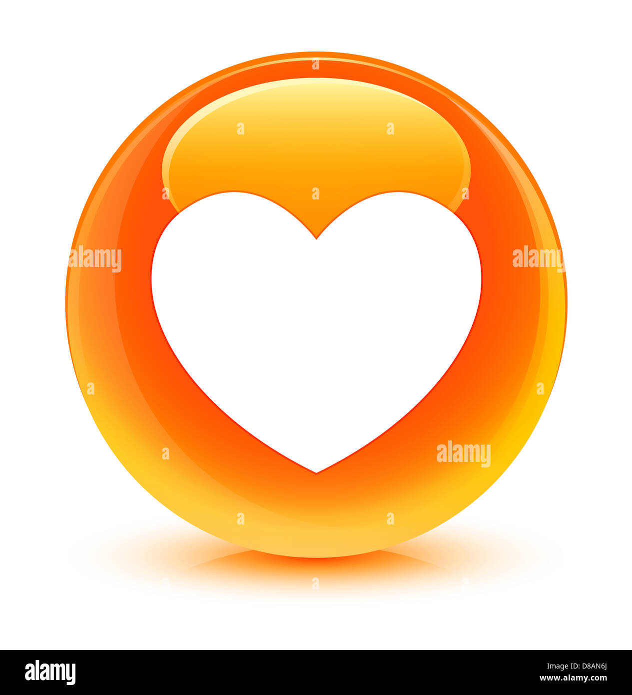 Amore vetroso icona pulsante arancione Foto Stock
