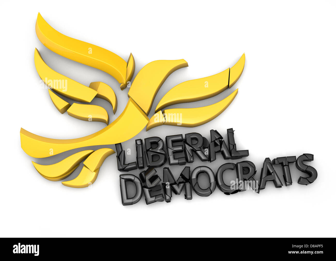 Logo dei liberaldemocratici sbriciolati - concetto 3D. Foto Stock