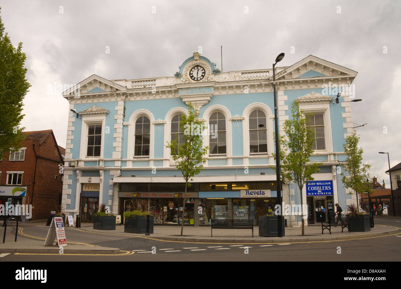 Newport Shropshire England Regno Unito Italinate facciata di Newport Market Hall costruito nel 1860 su High Street Foto Stock