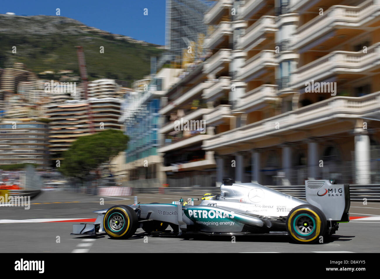 Il Principato di Monaco, 23 maggio 2013. Motorsports: FIA Formula One World Championship 2013, il Grand Prix di Monaco, #9 Nico Rosberg (GER, Mercedes AMG Petronas Team di F1), il credito: DPA/Alamy Live News Foto Stock
