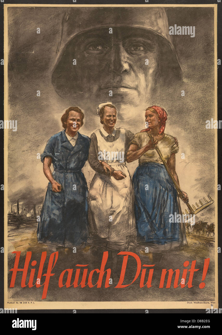 Hilf auch Du mit! - Aiutare anche voi 1941 donne aiutando lo sforzo di guerra tedesco di propaganda nazista Foto Stock