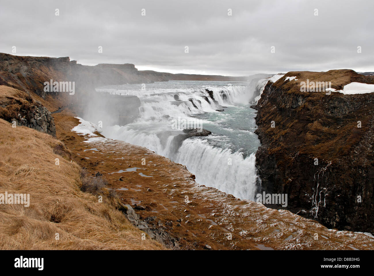 Gullfoss, Golden Falls, Selfoss, Suðurland, Islanda, Europa Foto Stock