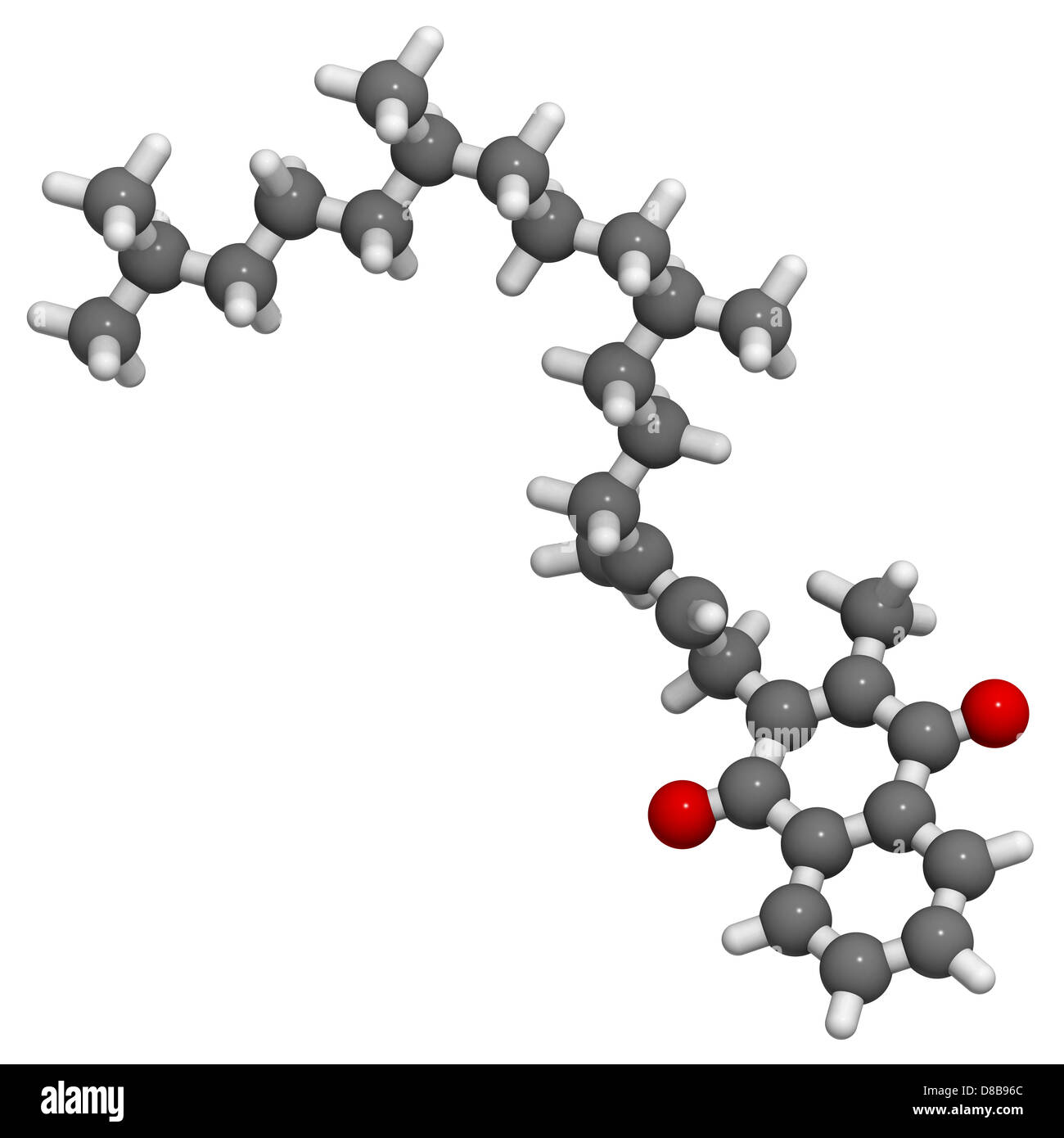 La vitamina K1 (phylloquinone), modello molecolare. Gli atomi sono rappresentati come sfere convenzionale con codifica a colori Foto Stock