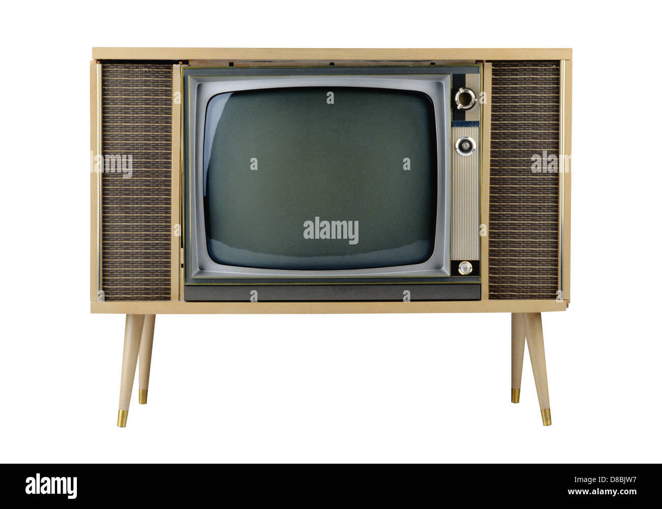 Il vecchio televisore isolato su bianco Foto Stock