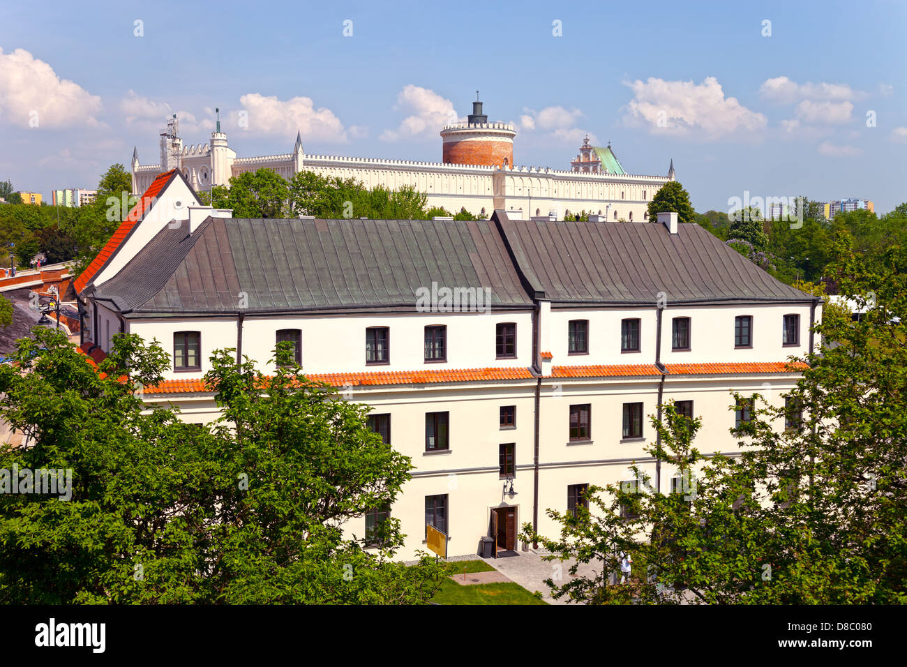 Il castello di Lublino, vista dal Po Farze piazza di Lublin, Polonia. Foto Stock