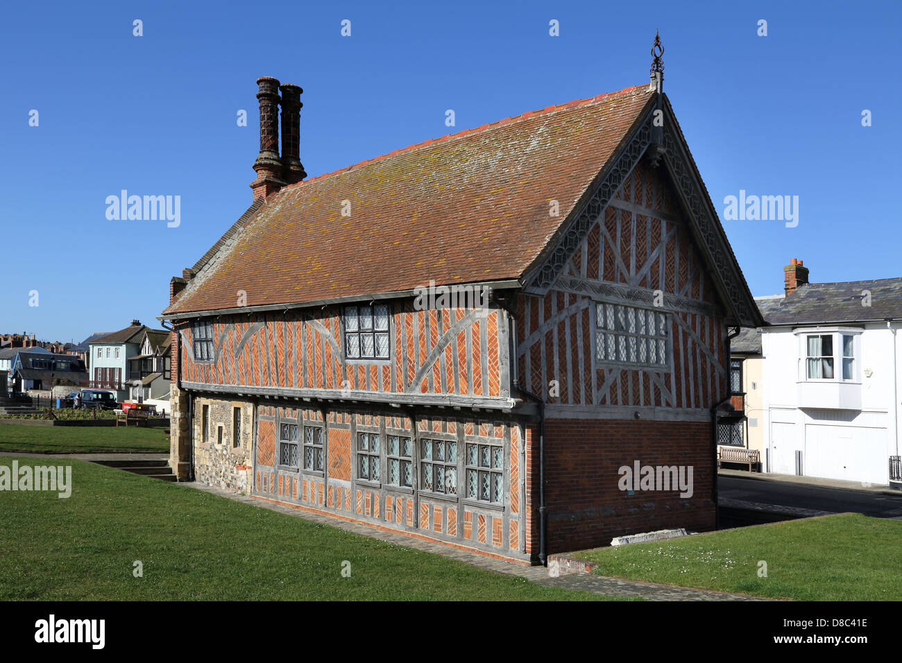 Discutibile hall a aldeburgh sulla costa di Suffolk Foto Stock