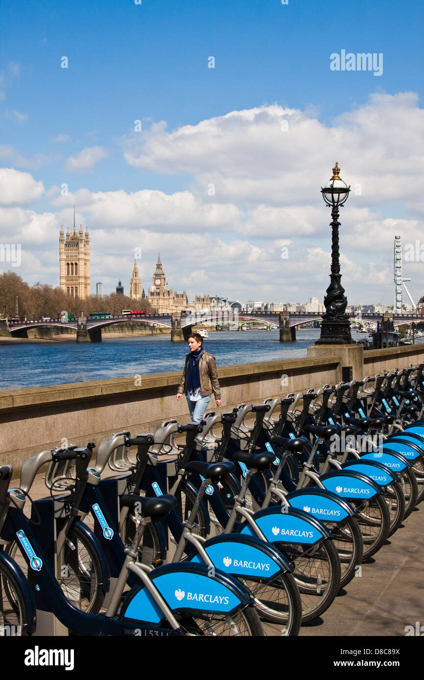 Barclays cycle hire-Londra Foto Stock