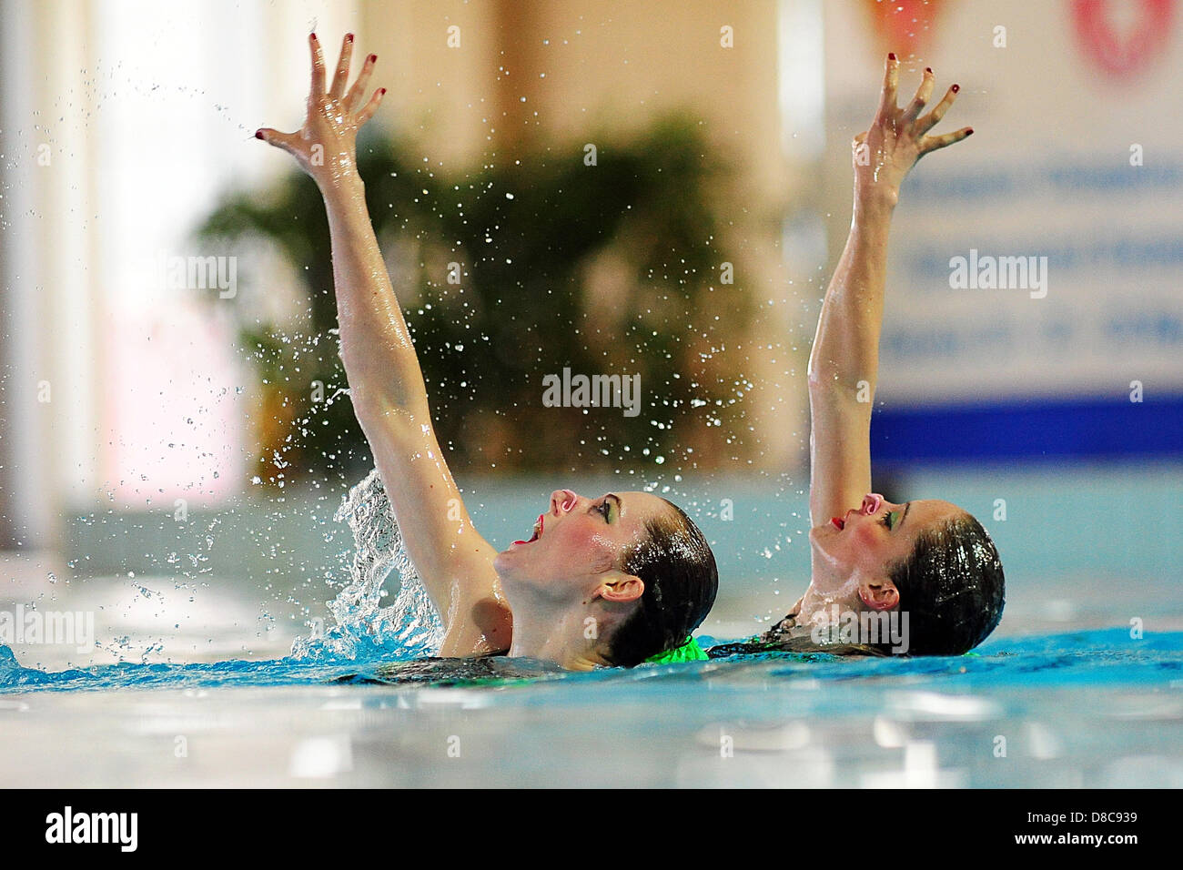 Savona, Italia. Il 24 maggio 2013. Il team slovacco durante il duetto libero preliminari di routine a livello europeo di nuoto sincronizzato Champions Cup dalla piscina comunale Carlo Zanelli. Credit: Azione Plus immagini di Sport / Alamy Live News Foto Stock