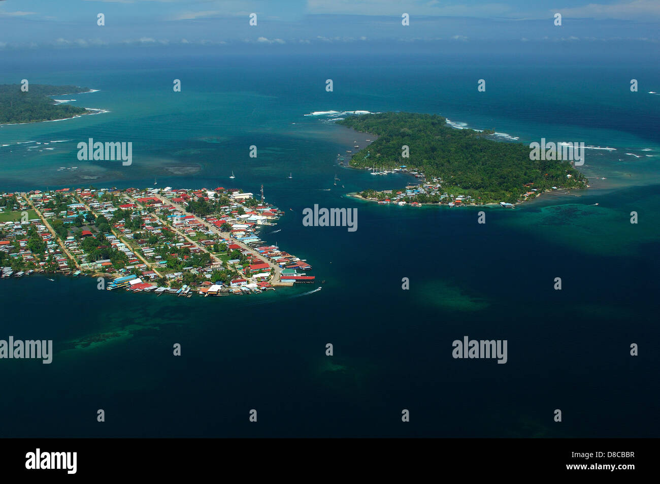 Vista aerea del colon isola a sinistra e Carenero isola a destra Foto Stock