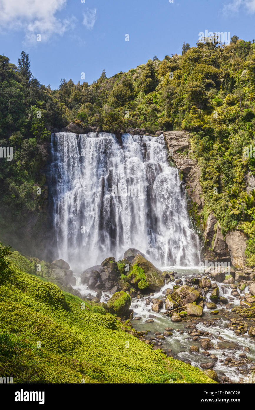 Marokopa Falls, Waitomo Dsitrict, regione di Waikato, Nuova Zelanda. Foto Stock