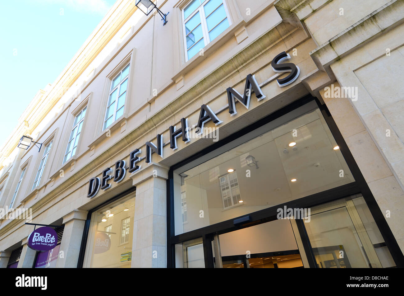 Negozio Debenhams anteriore nel Regno Unito. Foto Stock