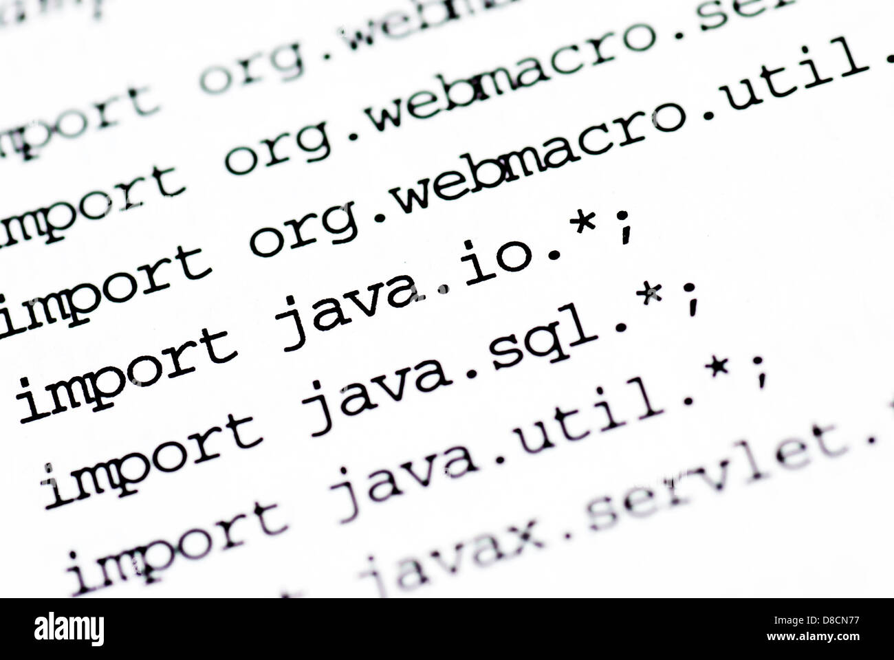 Una chiusura del java codice di programmazione Foto Stock