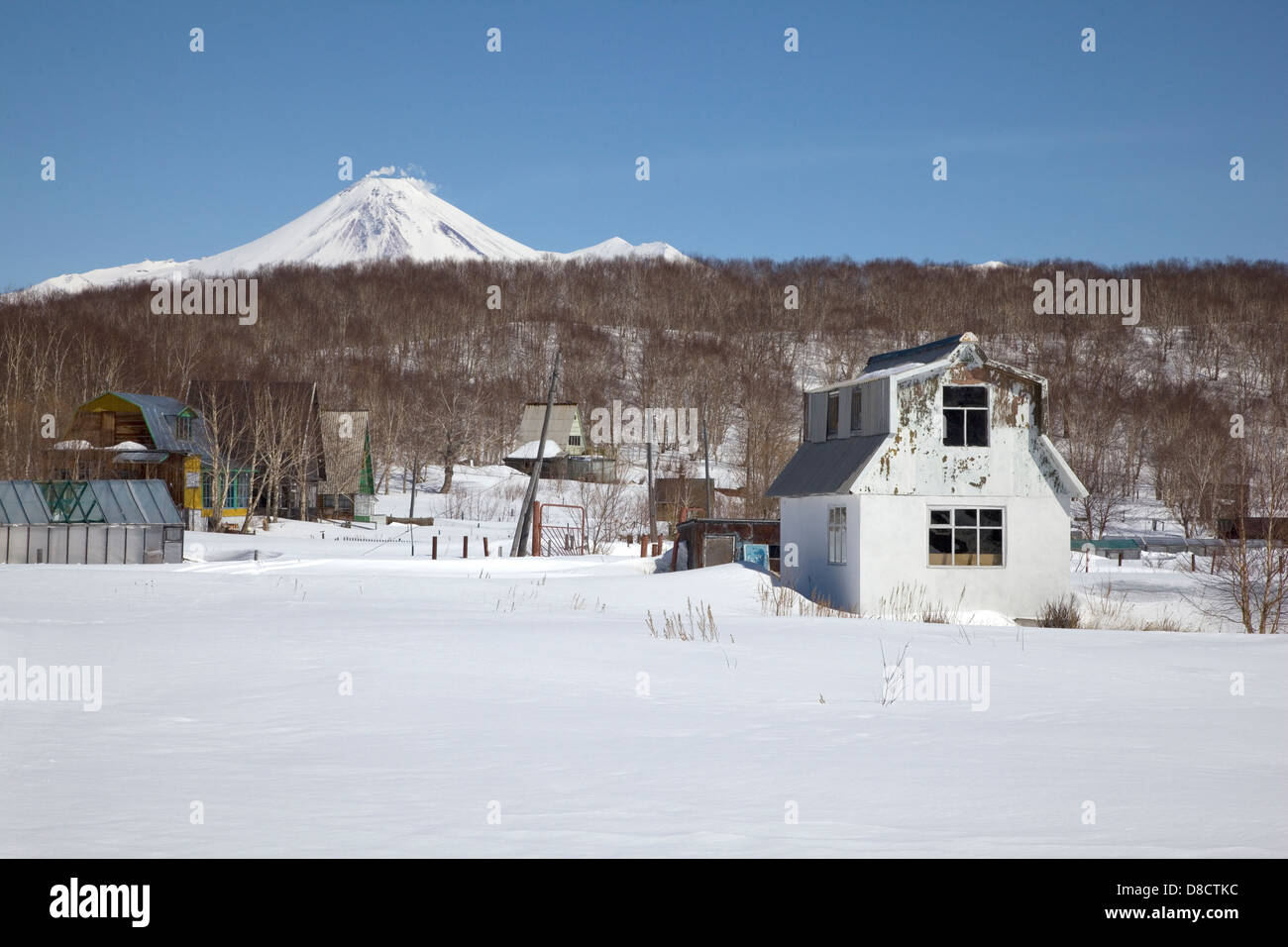 Paese tradizionali case in Petropavlovsk-Kamchatsky, Siberia, Russia. Foto Stock