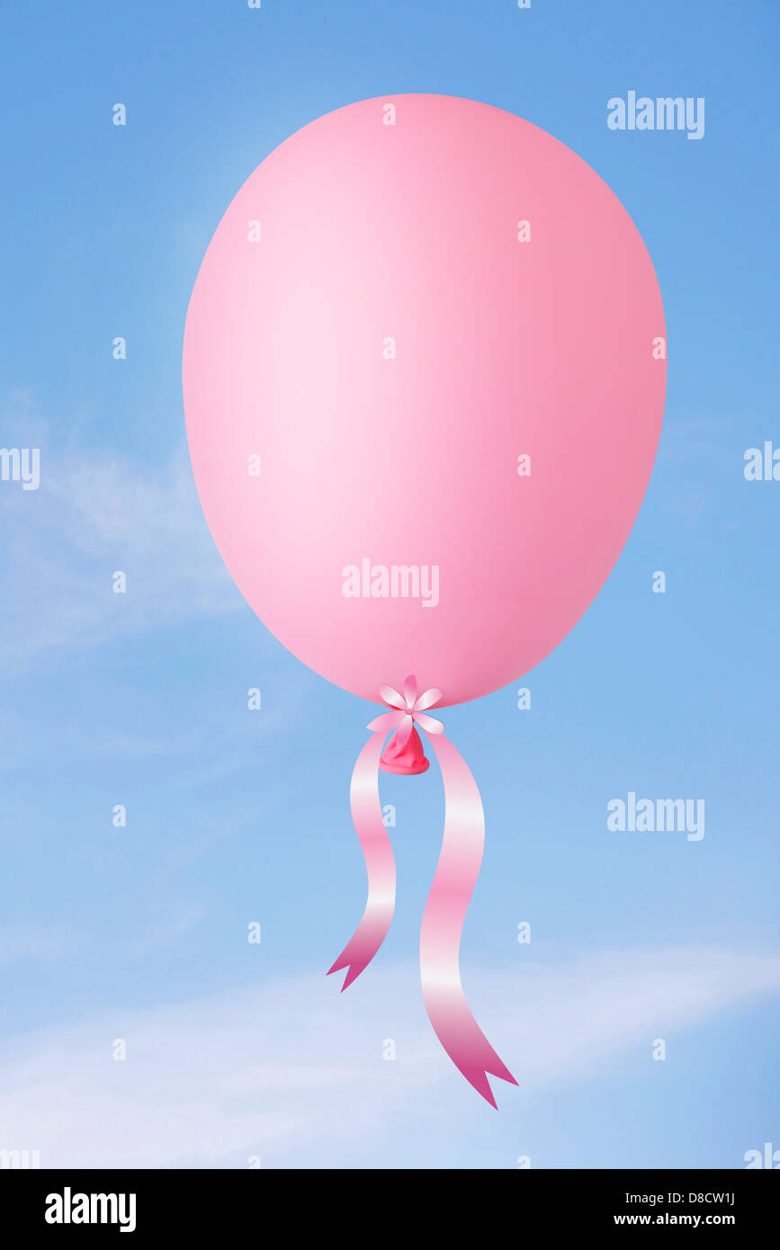 Palloncino con nastro rosa e azzurro sfondo del cielo Foto stock - Alamy