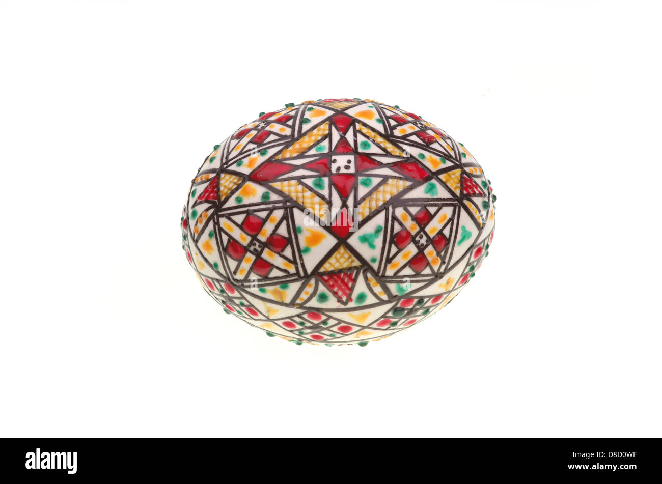 Decorato uovo di pasqua da Bucovina, Romania isolato su bianco Foto Stock
