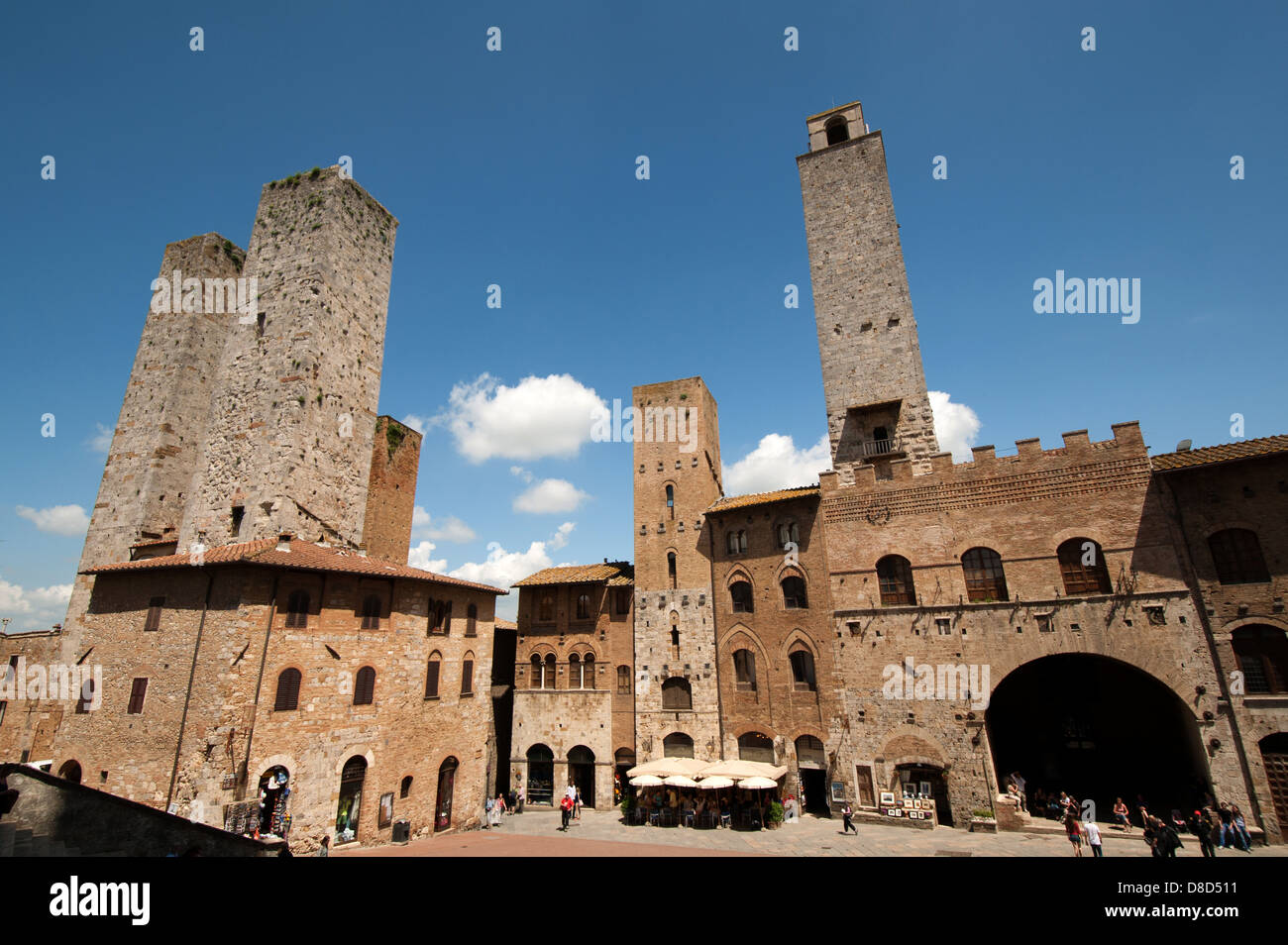 Piazza del Duomo, San Gimignano, Toscana, Italia, Europa Foto Stock