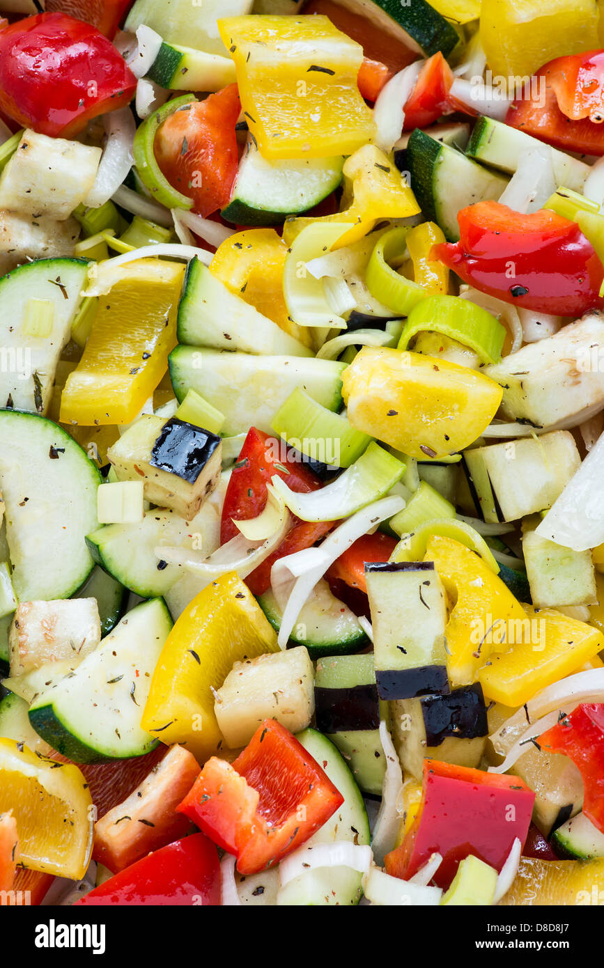 Materie verdure marinate sfondo, primo piano Foto Stock