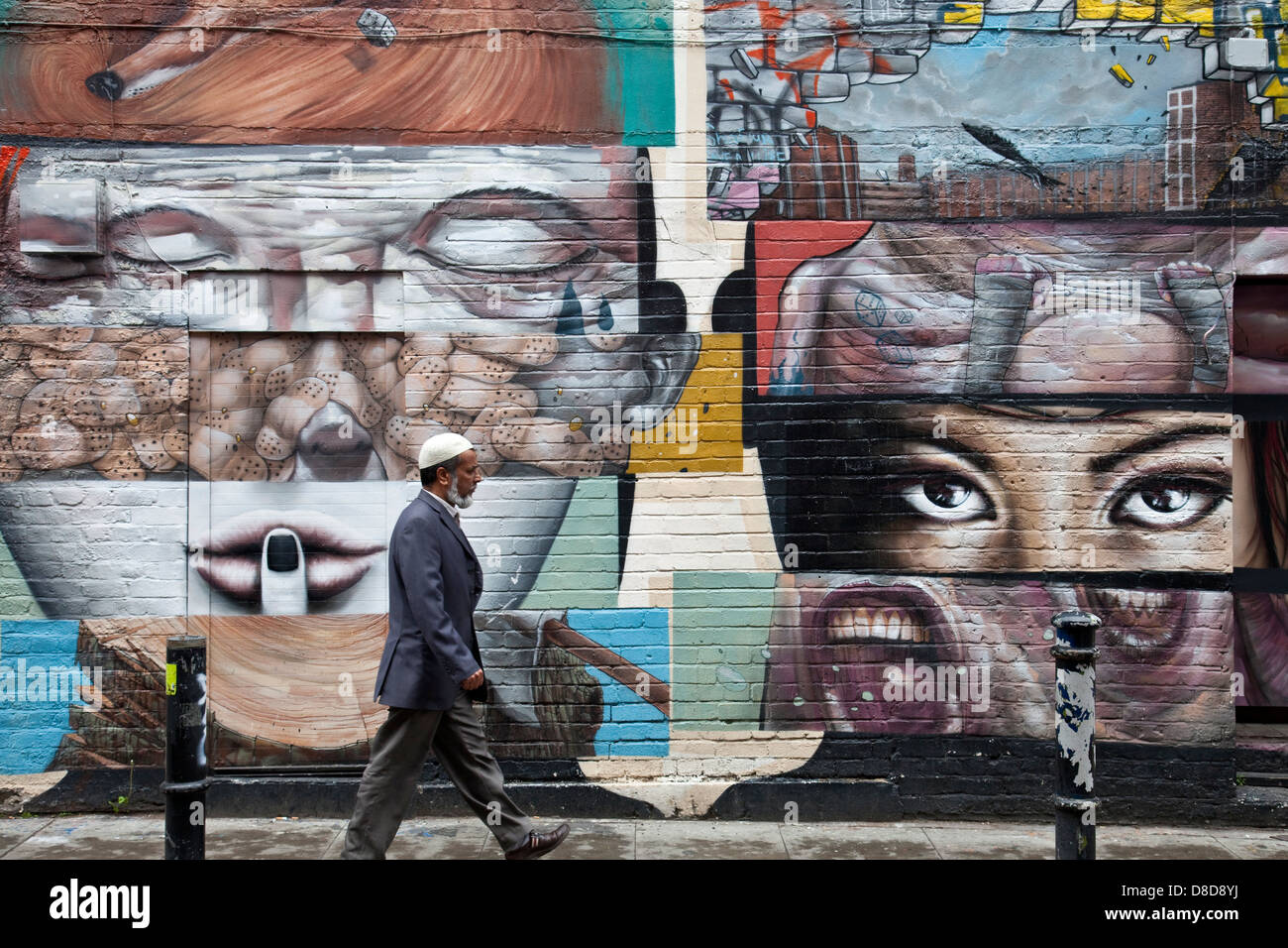 Street Art, Brick Lane, Londra, Inghilterra Foto Stock