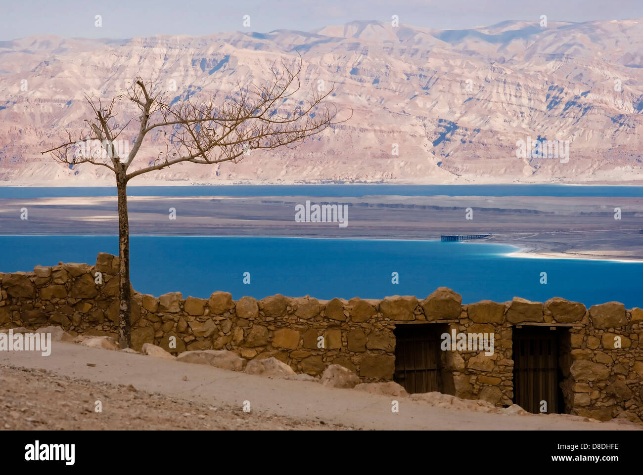 Deat vista sul mare della città antica Masada Foto Stock