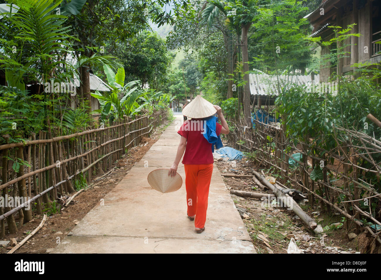 Sapa regione nel Nord Vietnam - donna a piedi nel villaggio Foto Stock