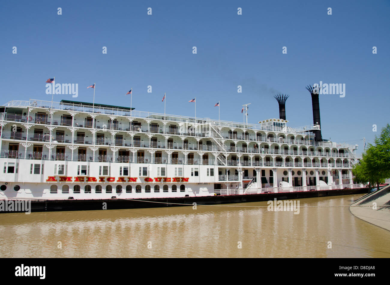 La Mississippi, Vicksburg. American Queen pedalo' crociera barca sul fiume Yazoo off il fiume Mississippi. Foto Stock