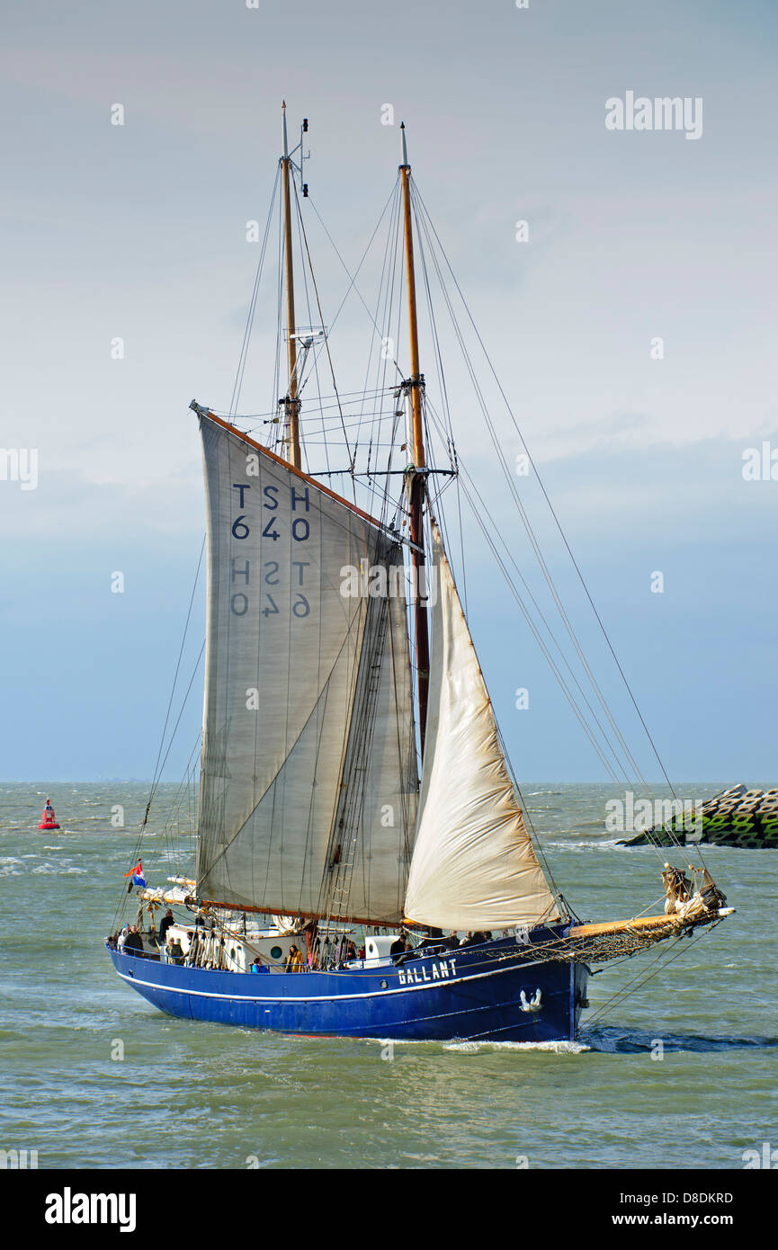Il trabaccolo Gallant, tradizionale barca da pesca durante il festival marittimo Oostende voor Anker / Ostend al di ancoraggio 2013, Belgio Foto Stock