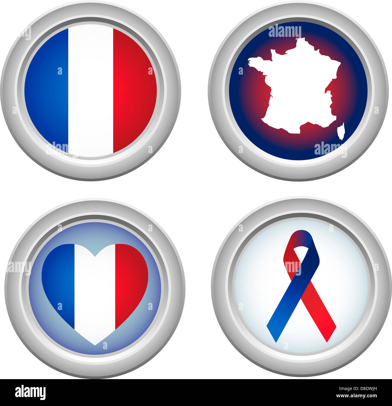 In Francia i pulsanti per il 14 di luglio Foto Stock