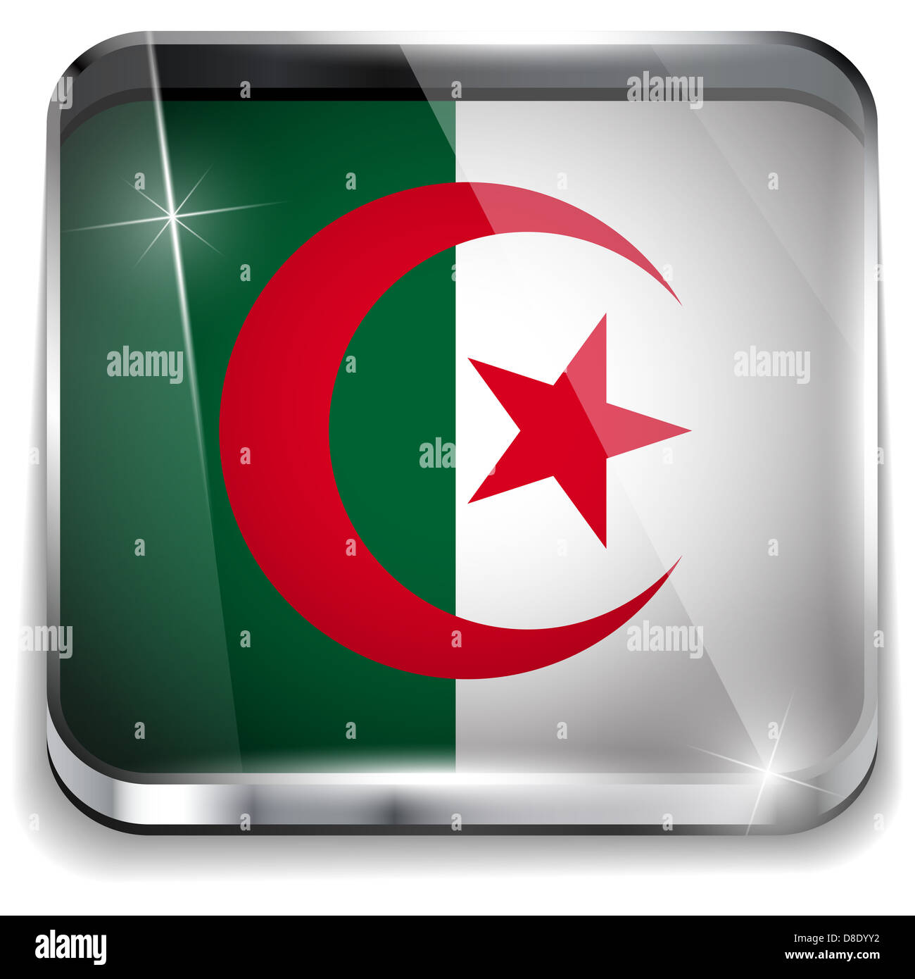 Vettore - Algeria bandiera applicazione Smartphone pulsanti quadrati Foto Stock